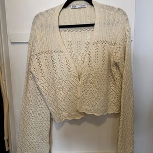 Off-white zara cropped button up sweater
